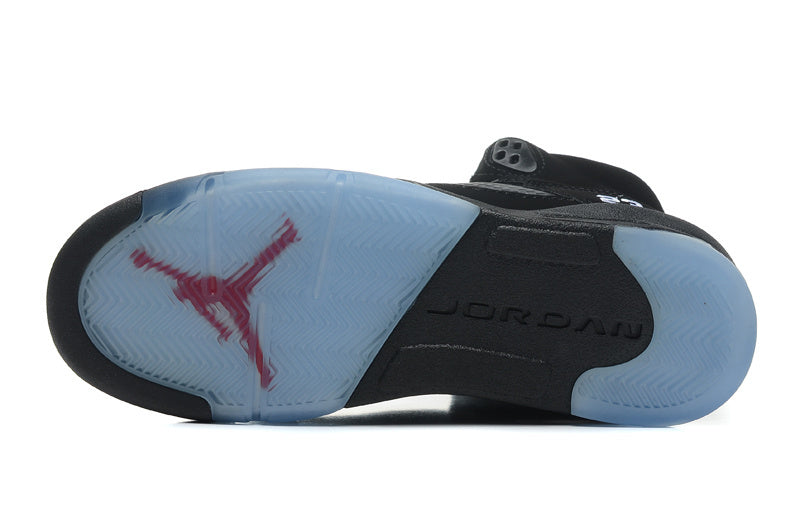 Air Jordan 5 Retro Black and Silver High-Top Sneakers - product image from the listing.