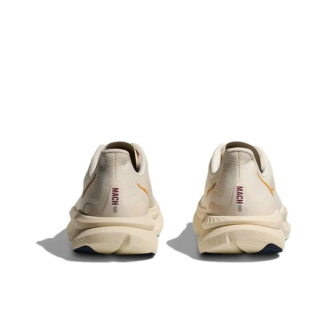 Cream and Gold HOKA Mach 6 Road Running Shoes - product image from the listing.