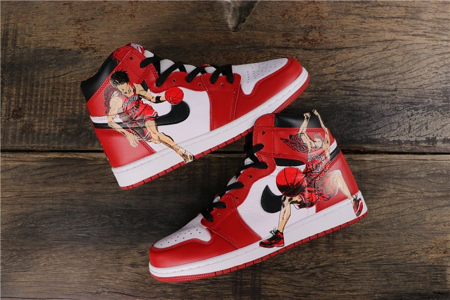 Red White Black Custom Sneakers - Air Jordan 1 Retro High OG - product image from the listing.
