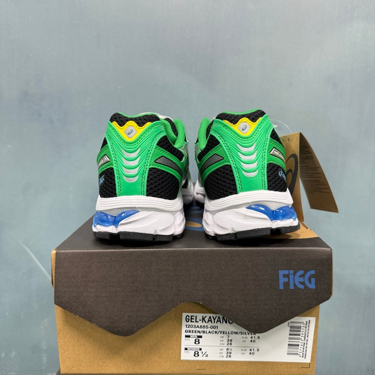 ASICS GEL-KAYANO 14 Green Black 1203A885-001 Trainers - product image from the listing.