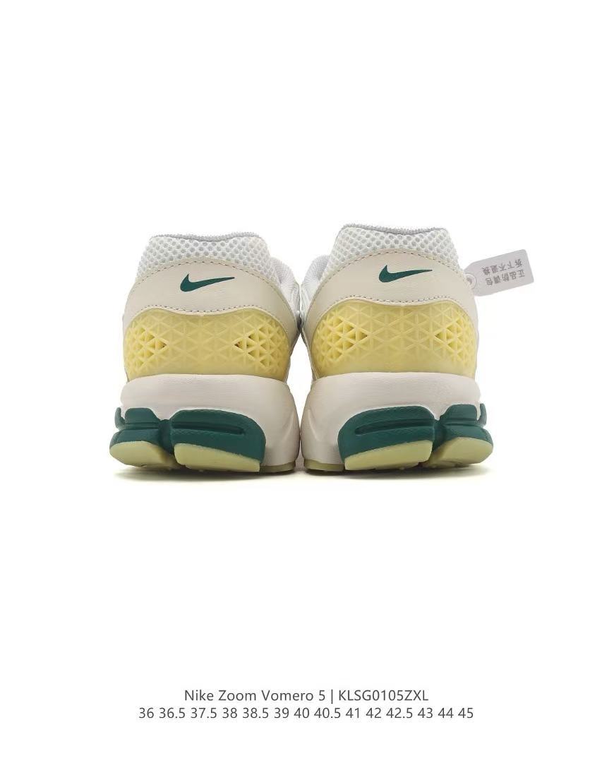 Nike Zoom Vomero 5 Sneakers, in Light Grey and Yellow Green - product image from the listing.