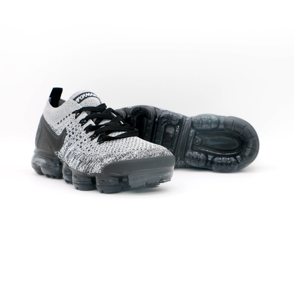 Grey and Black Nike Air VaporMax Flyknit 2 Sneakers - product image from the listing.