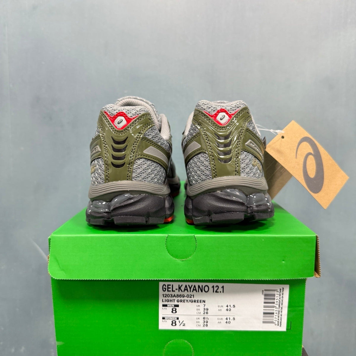 ASICS GEL-Kayano 12.1 Sneakers in Light Grey Green - product image from the listing.