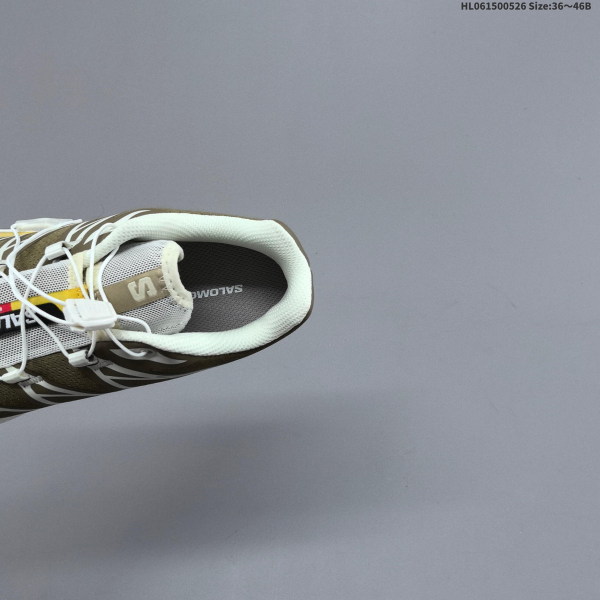 Olive and Beige Salomon XT-6 Trail Running Shoes - product image from the listing.