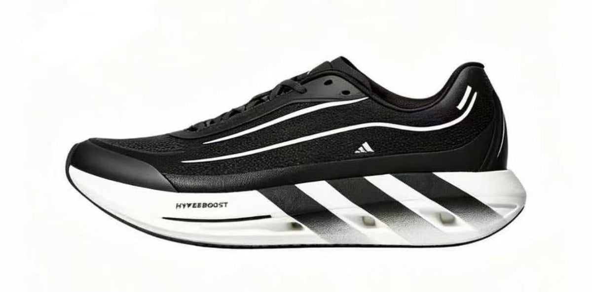 Adidas Hyperboost Lite Low-Top Running Shoes in Black and White - product image from the listing.