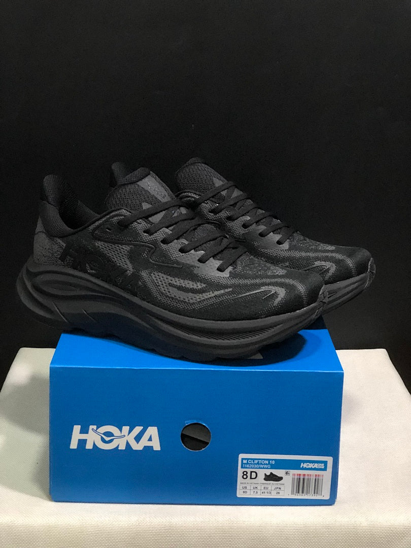 HOKA Clifton 10 Running Sneakers in Black - product image from the listing.