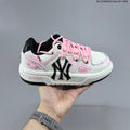 MLB Chunky Liner Low-Top Sneakers, in White and Pink - product image from the listing.