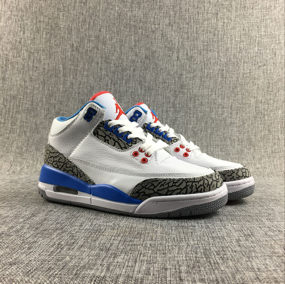 Women's Air Jordan 3 Retro White and Blue Sneakers - product image from the listing.
