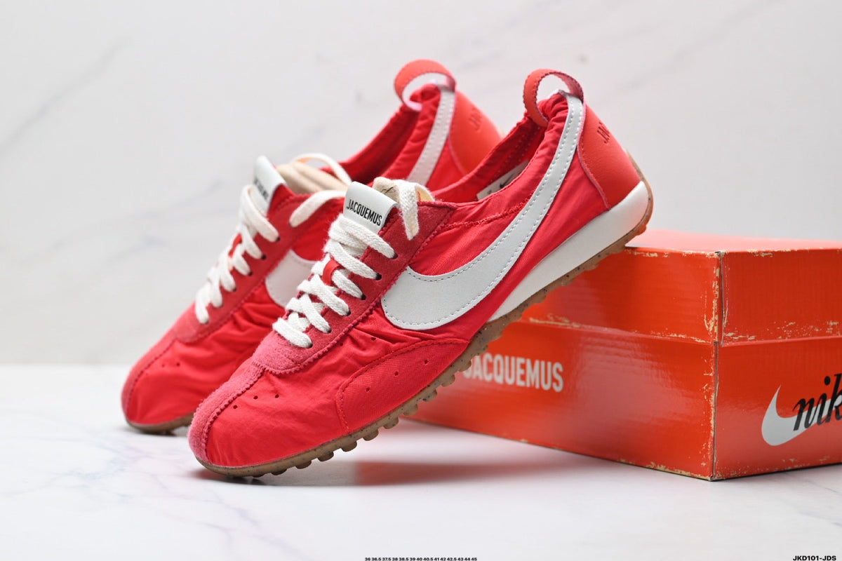 Red and White Nike Jacquemus Low-Profile Sneakers - product image from the listing.