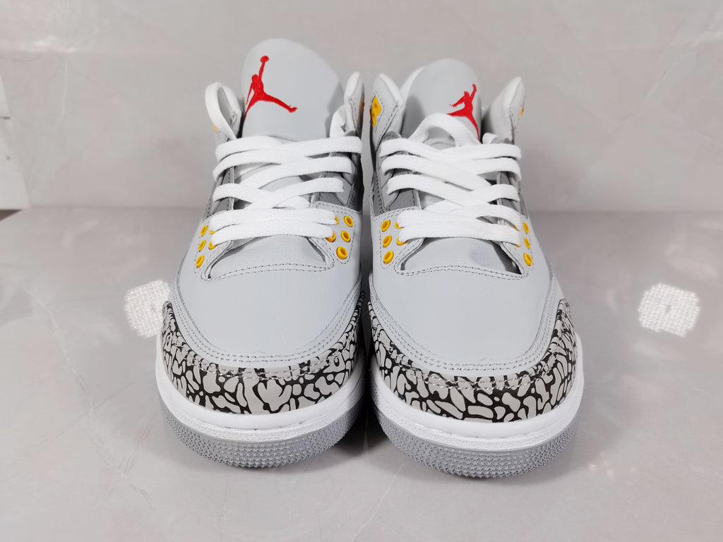 Air Jordan 3 Retro Grey and Orange Sneakers - product image from the listing.
