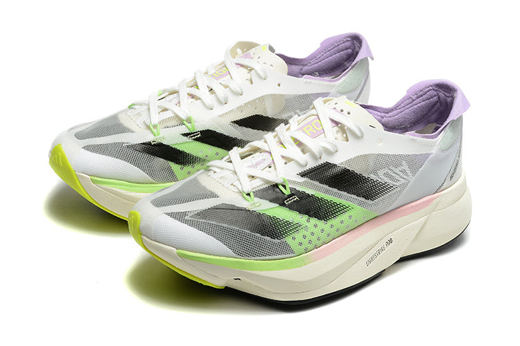 Adidas Adizero Adios Pro 3 Running Shoes in White Green - product image from the listing.