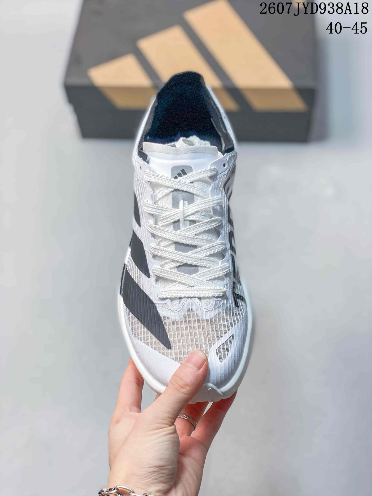 Adidas Adizero Evo SL 2 Running Shoes in White Black 2607TYD938A18 - product image from the listing.