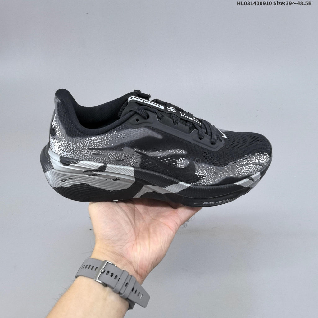 Nike Air Zoom Pegasus 42 Running Shoes, in Black and Silver - product image from the listing.
