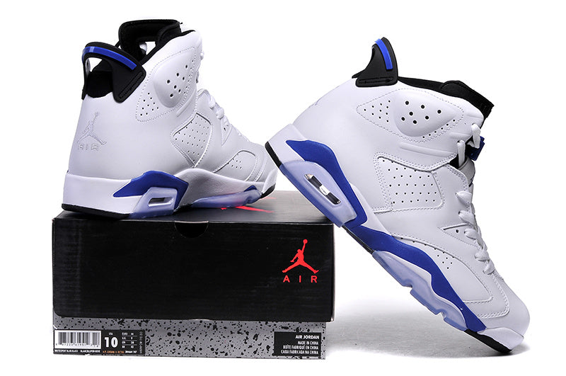 Air Jordan 6 High-Top Sneakers White and Blue - product image from the listing.