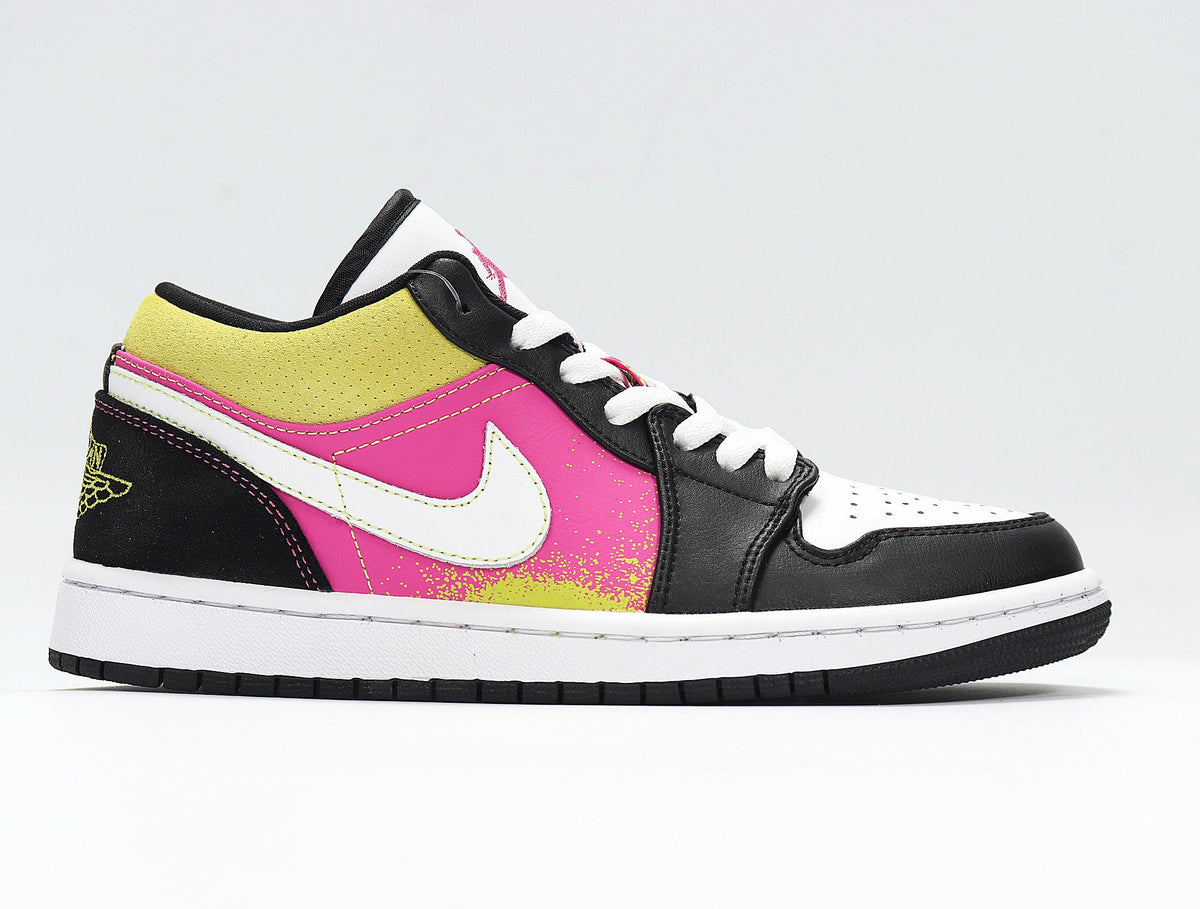 Jordan 1 Low Sneakers in Yellow Pink Black CW5564-001 - product image from the listing.