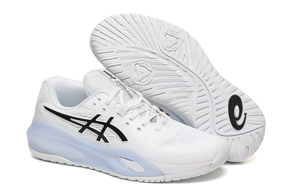 ASICS White and Black Court Trainers - product image from the listing.