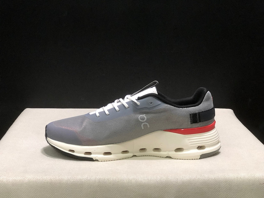 On Cloudnova Form 2 Sneakers in Fog in Gray and Red - product image from the listing.