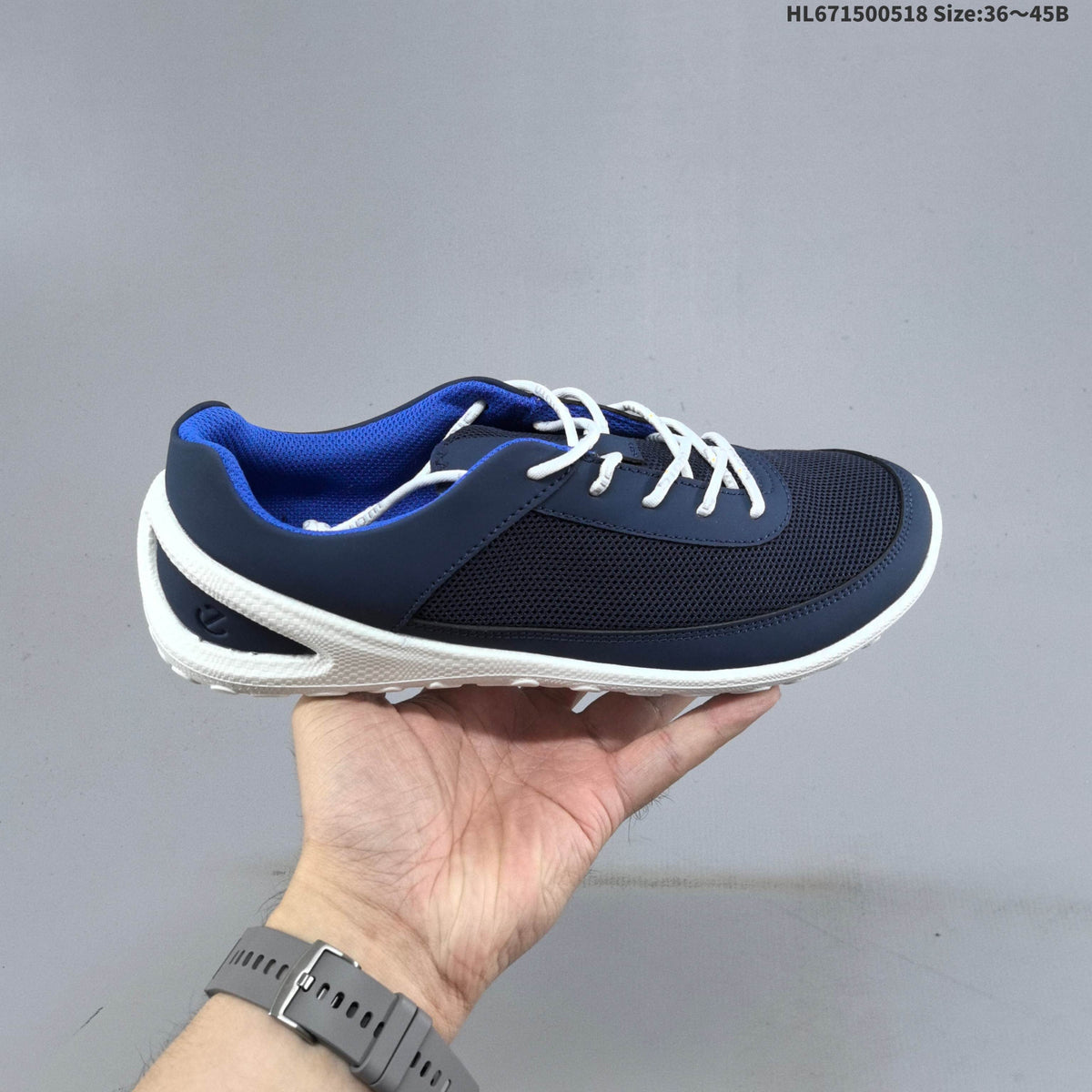 ECCO HL671500518 Navy Mesh Lace-Up Trainers - product image from the listing.