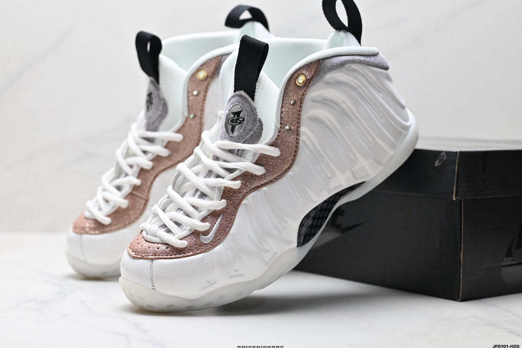 Nike Air Foamposite One Penny Hardaway Sneakers White Rose in Gold - product image from the listing.