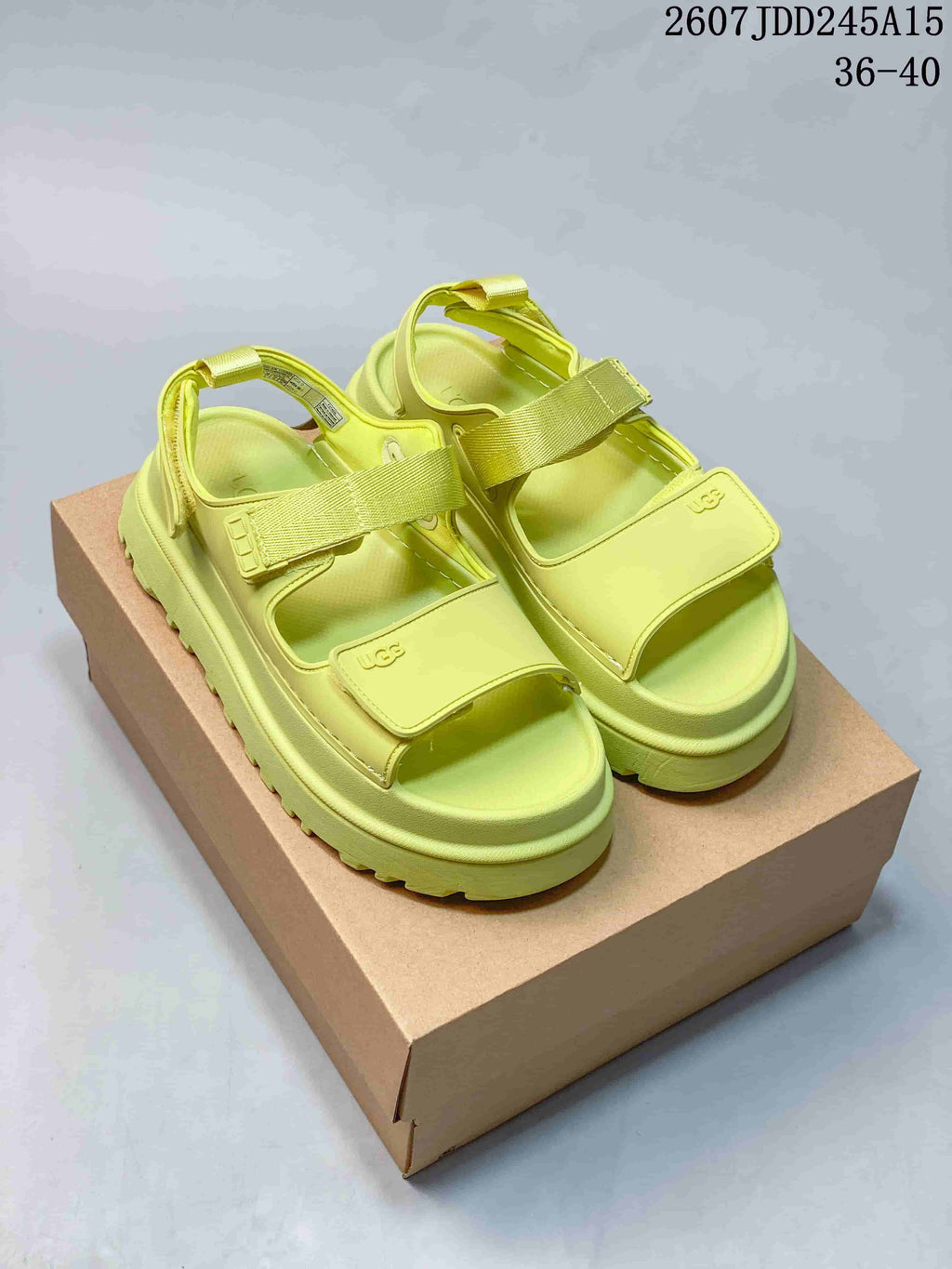 Women's UGG GoldenGlow Platform Sandals in Lime Green - product image from the listing.