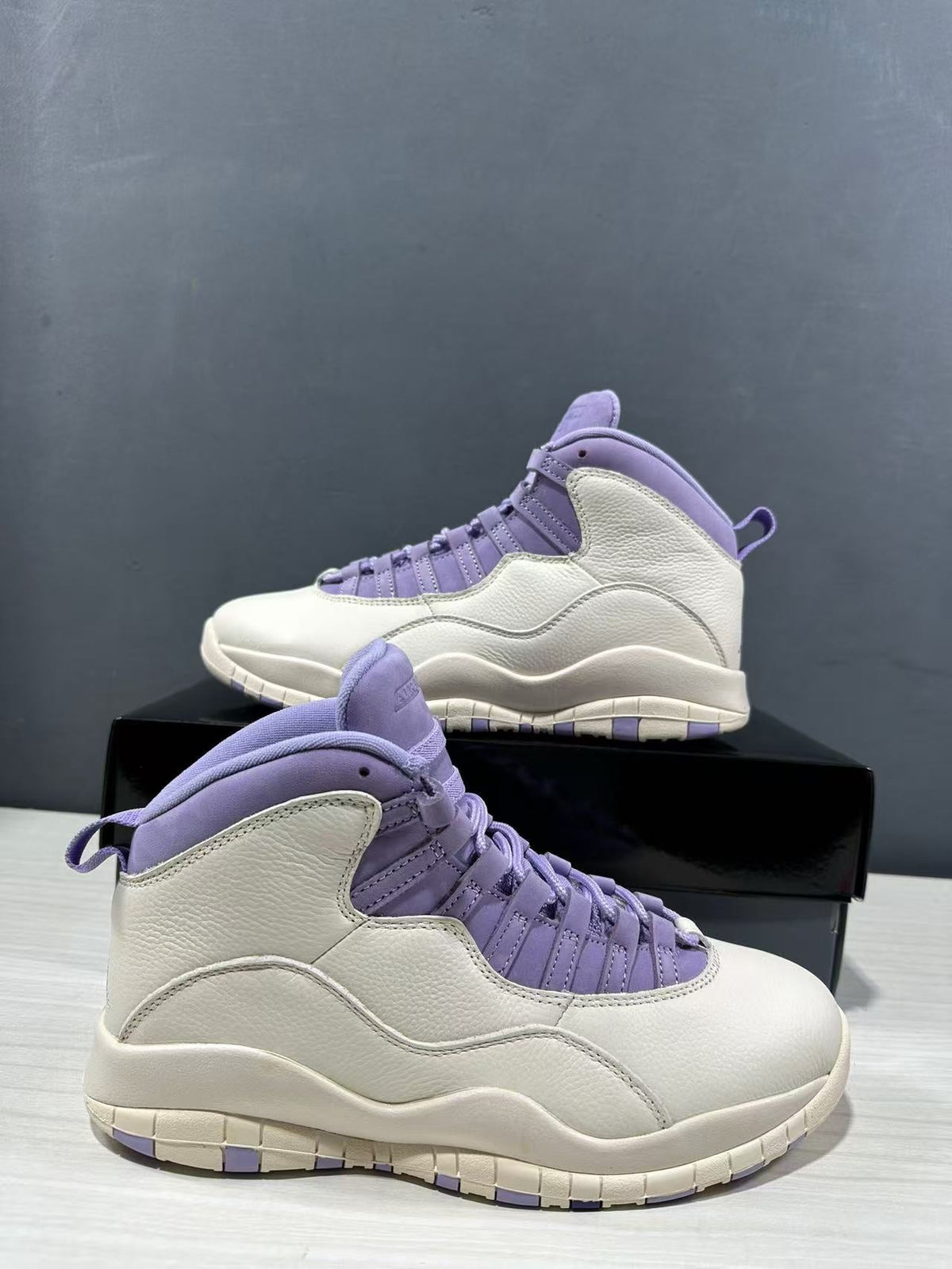 Air Jordan 10 Hydrangeas Sneakers White Purple IQ0388-101 - product image from the listing.