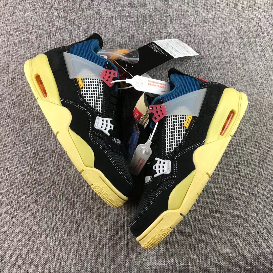 Air Jordan 4 Union LA Off Noir Black Blue Sneakers - product image from the listing.