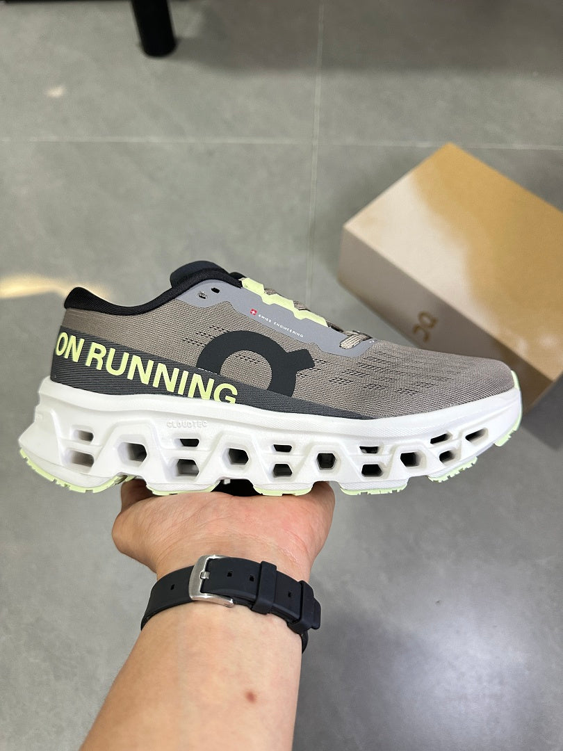 Gray and Lime On Running Cloudmonster 2 Running Shoes - product image from the listing.