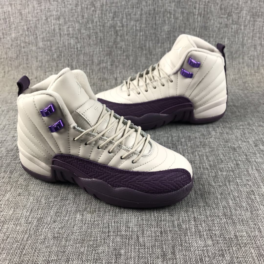 Air Jordan 12 White Purple Sneakers 510815-001 - product image from the listing.