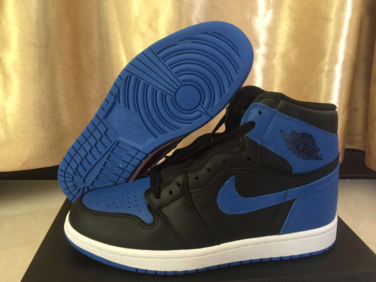 Jordan 1 High Sneakers in Black and Royal Blue - product image from the listing.