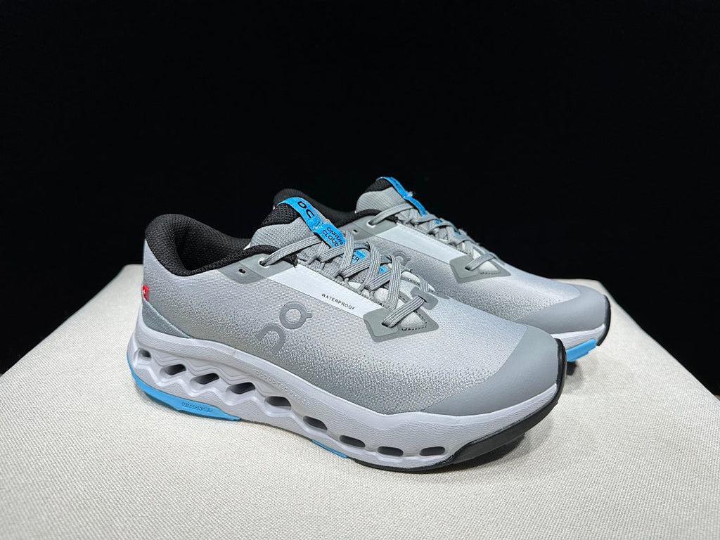On Cloudsurfer Trail 2 Waterproof Trail Running Shoes in Gray Blue - product image from the listing.