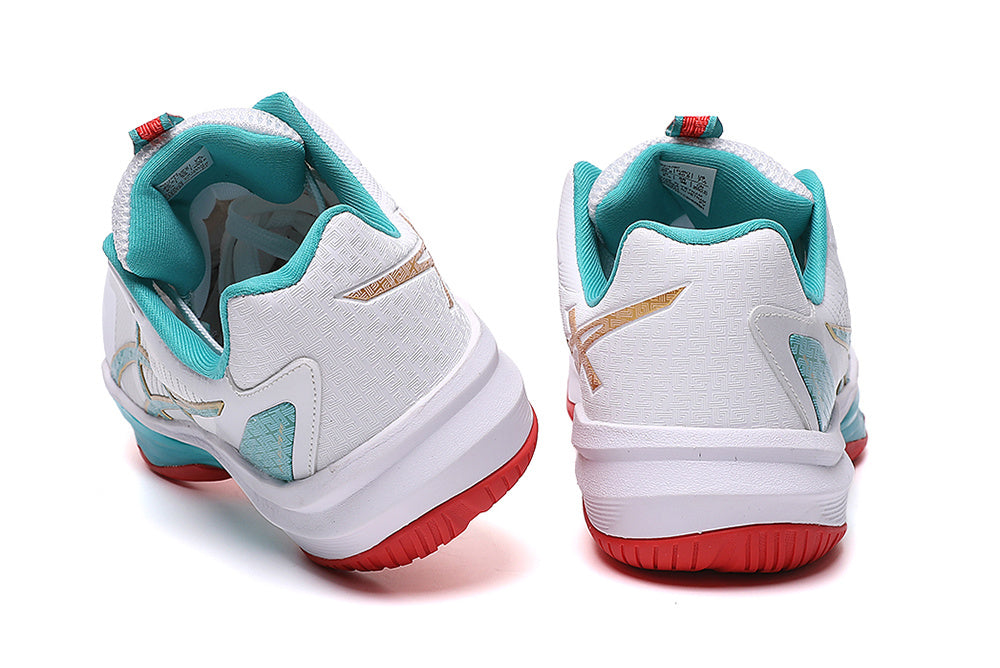 ASICS Court Shoes in White Turquoise Red - product image from the listing.