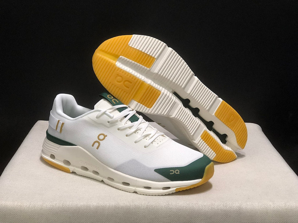White and Green On Cloudnova Form 2 Sneakers - product image from the listing.