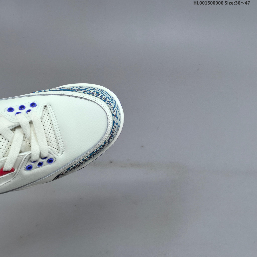 Air Jordan 3 Retro Chalk Track Sneakers in Red White Blue - product image from the listing.