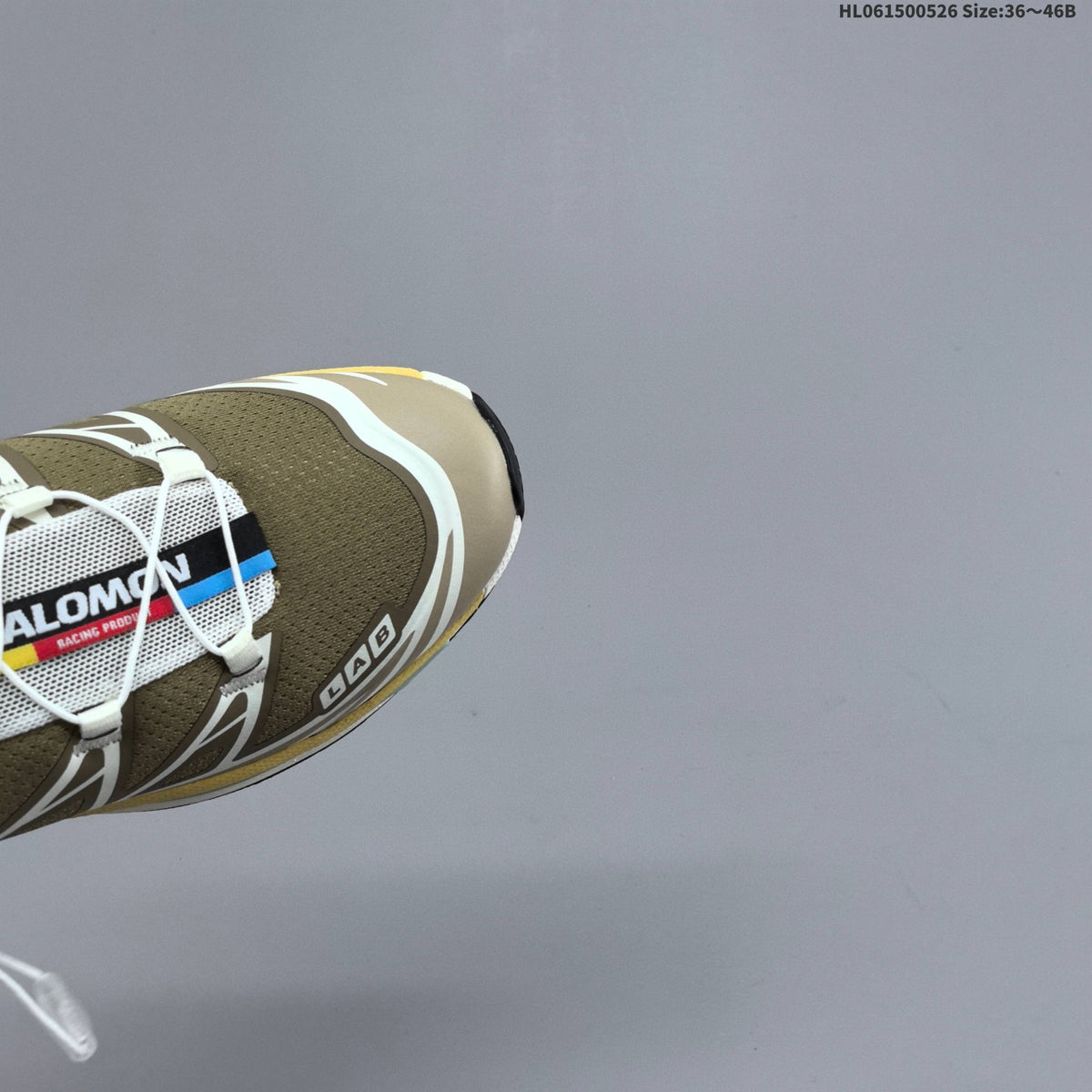 Olive and Beige Salomon XT-6 Trail Running Shoes - product image from the listing.