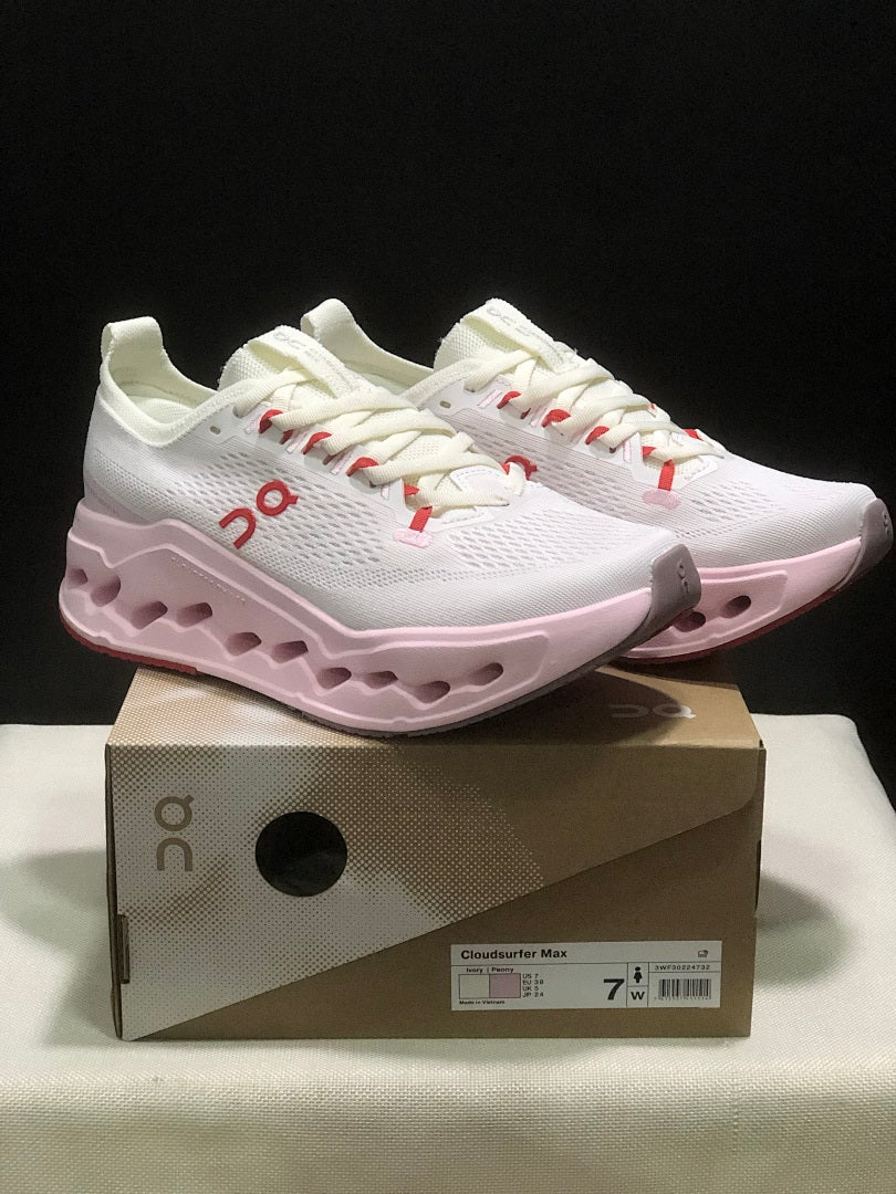 On Cloudsurfer Max Sneakers in Ivory Pink - product image from the listing.