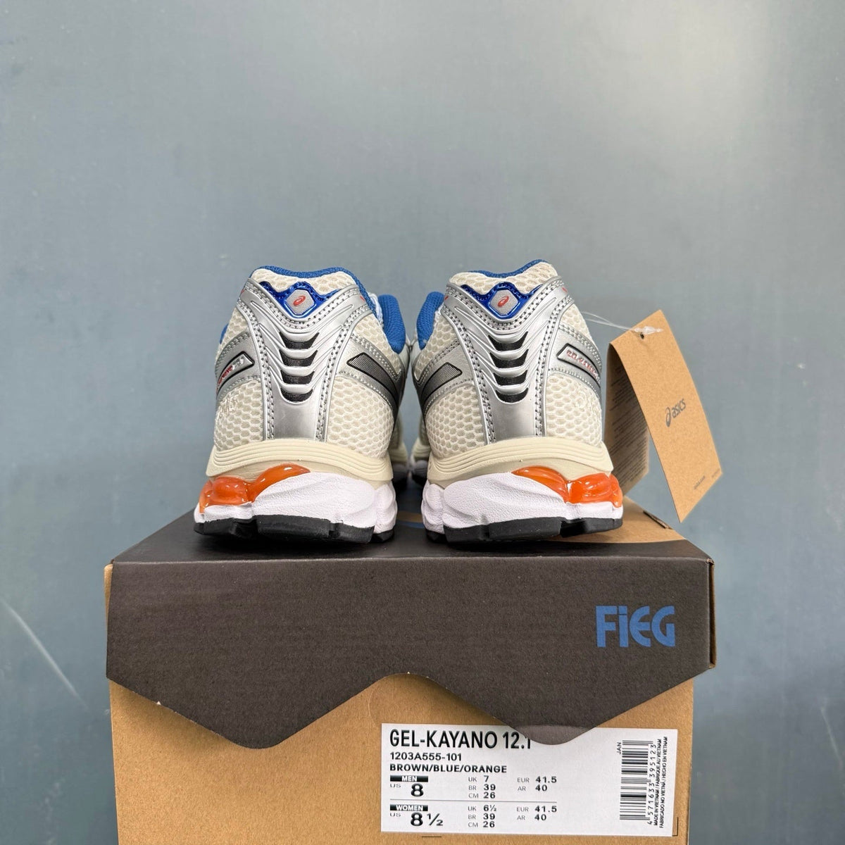 ASICS GEL-KAYANO 12.1 Sneakers in Brown Blue Orange - product image from the listing.