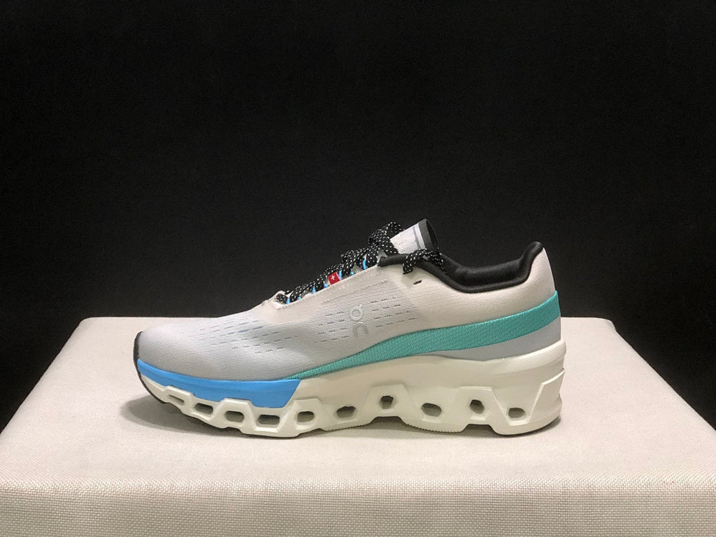 White and Blue On Cloudmonster 2 Running Shoes - product image from the listing.