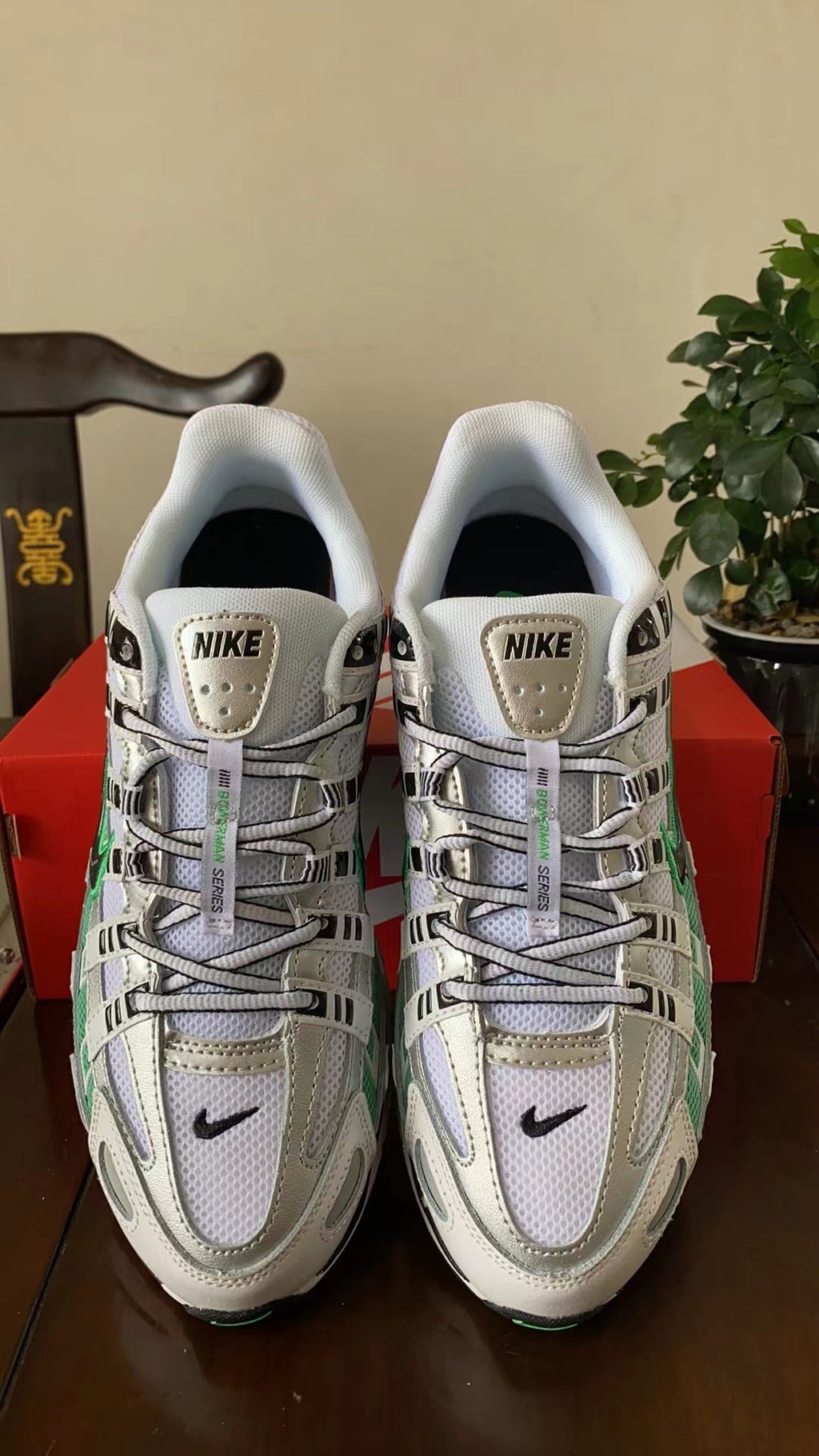 Nike P-6000 Sneakers in White Grey Green CD6404-104 - product image from the listing.