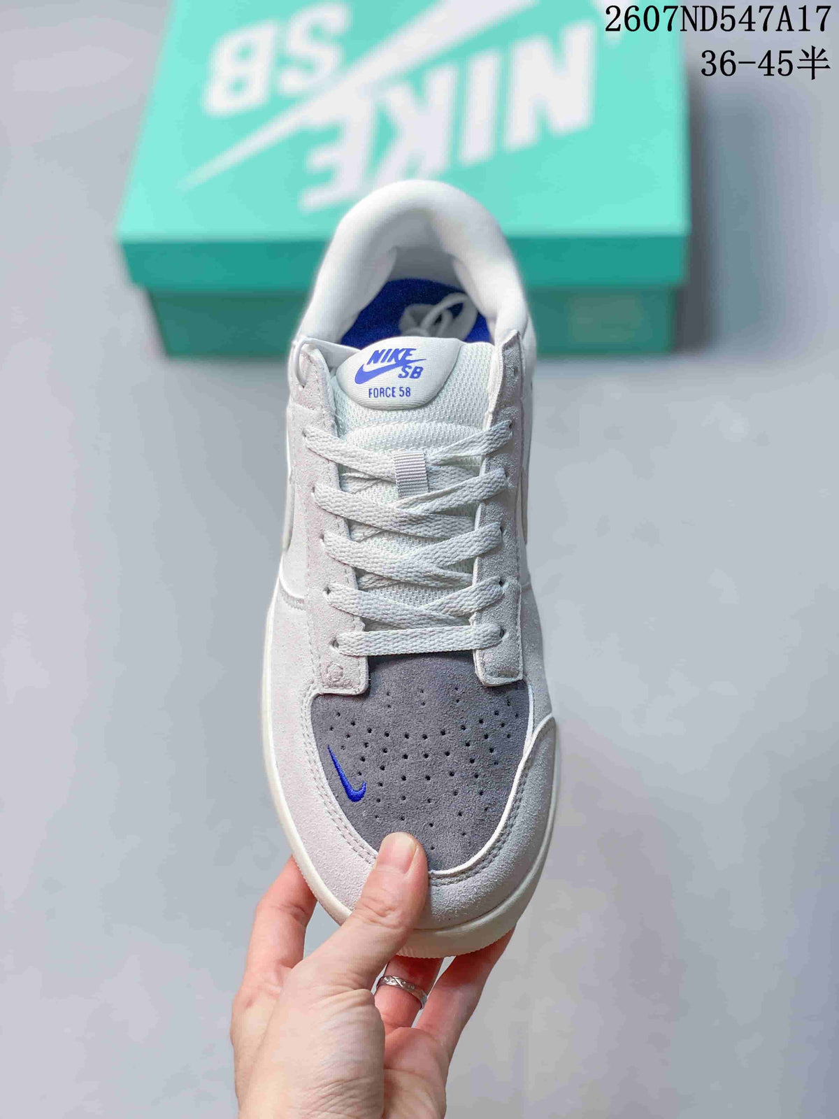 Nike SB Force 58 Sneakers in White Grey Blue - product image from the listing.