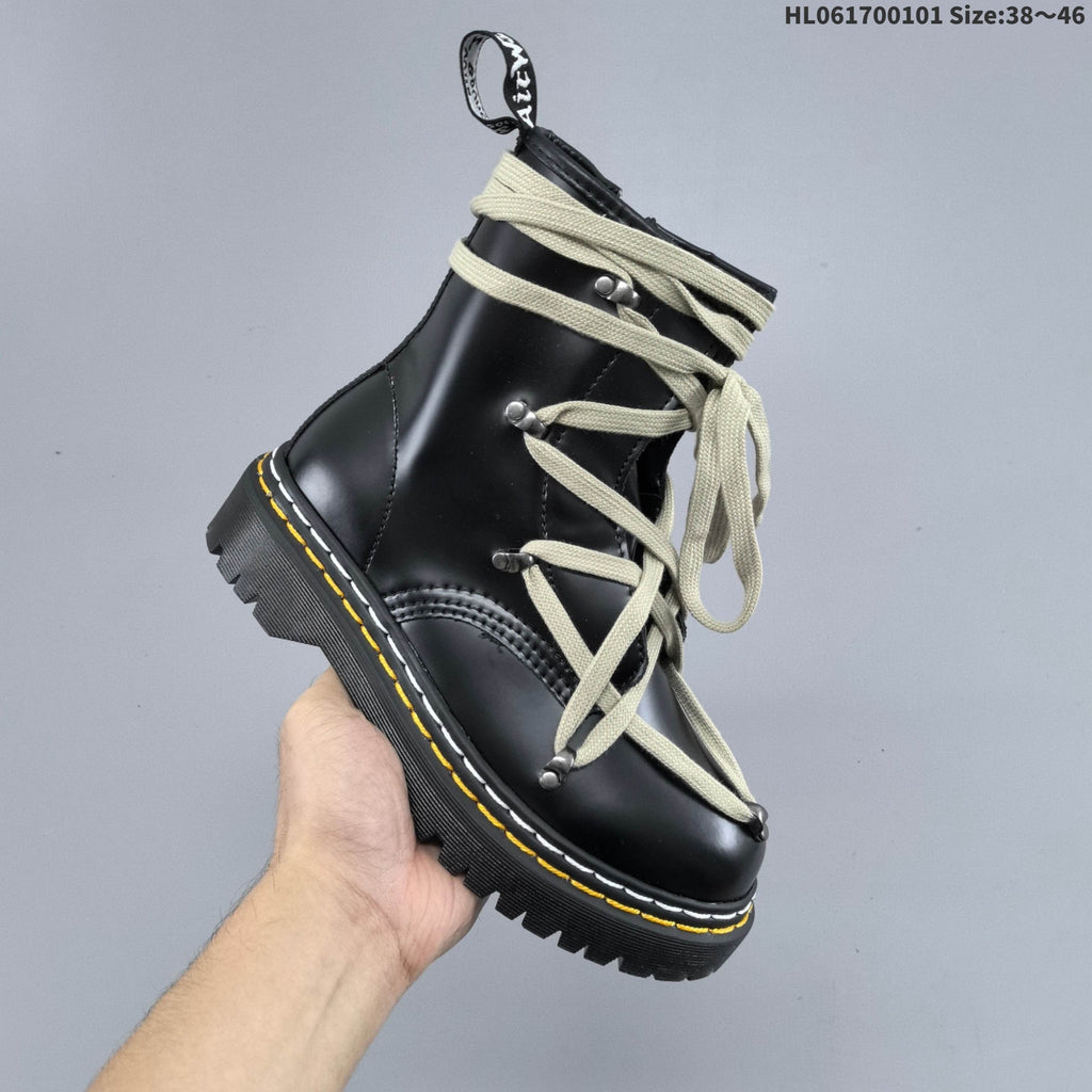 1460-Inspired Black Lace-Up Platform Boots by Dr. Martens - product image from the listing.