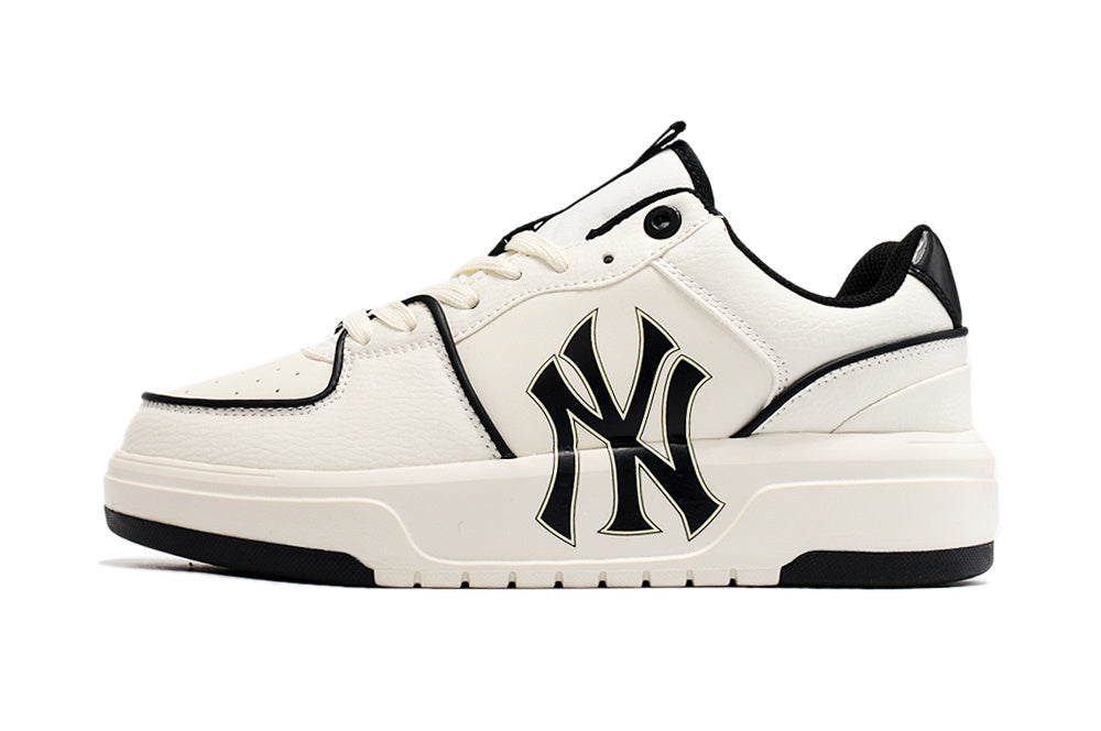 MLB New York Yankees Low-Top Sneakers in White and Black - product image from the listing.