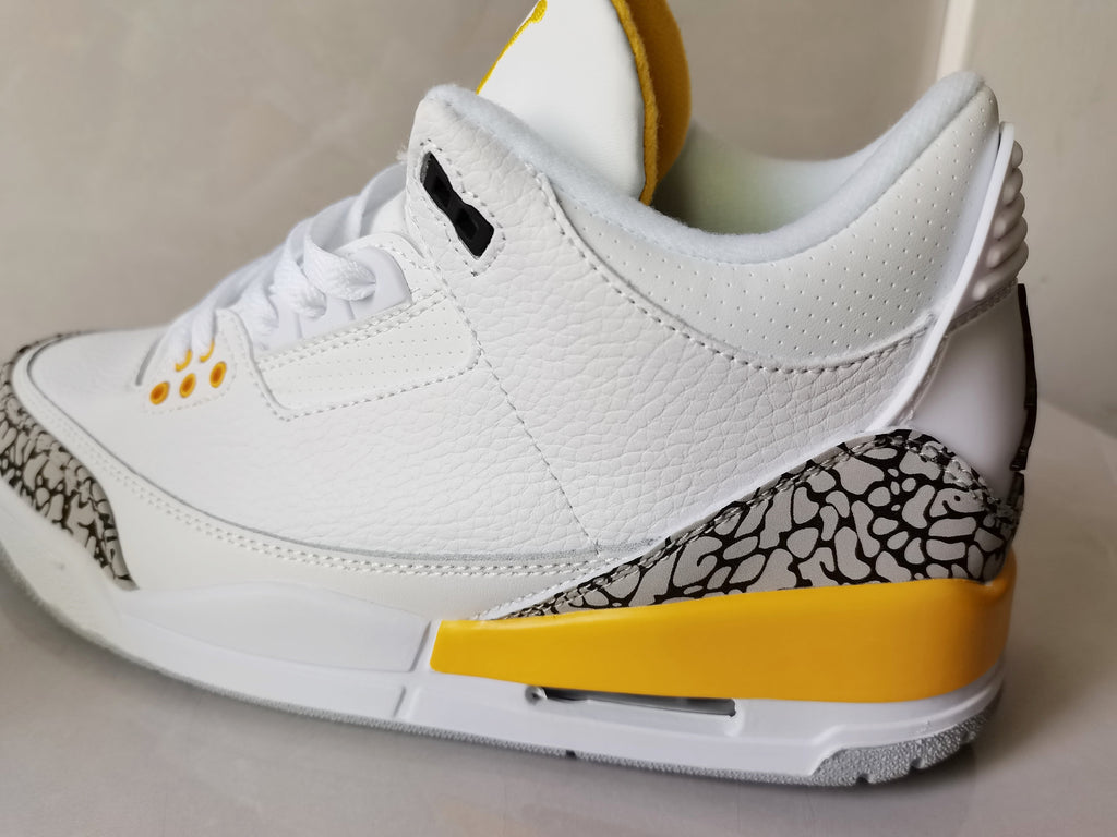 Air Jordan 3 Retro White Yellow Sneakers - product image from the listing.