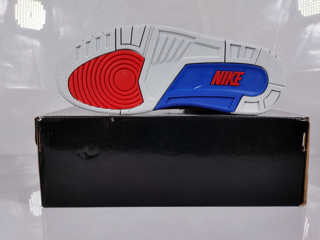Jordan 3 Retro Sneakers in White Red Blue - product image from the listing.