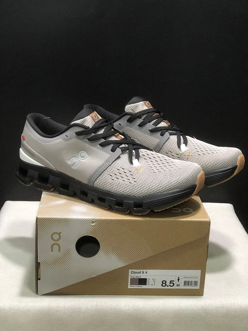On Cloud X 4 Sneakers in Fog and in Black - product image from the listing.
