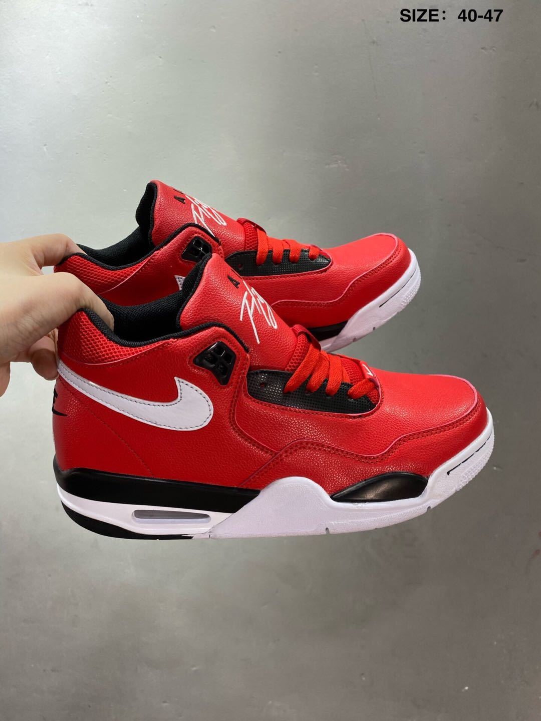 Nike Air Flight 89 High-Top Sneakers in Red White Black - product image from the listing.