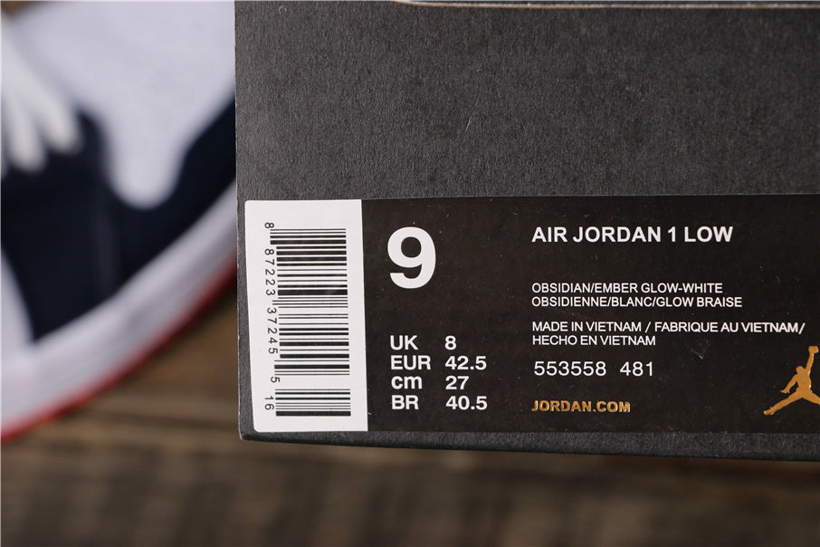Air Jordan 1 Low Sneakers in Midnight Blue 553558-481 - product image from the listing.