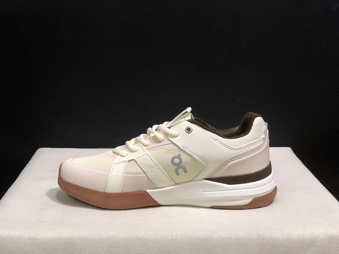 On THE ROGER Clubhouse Pro Tennis Shoes in White Brown - product image from the listing.