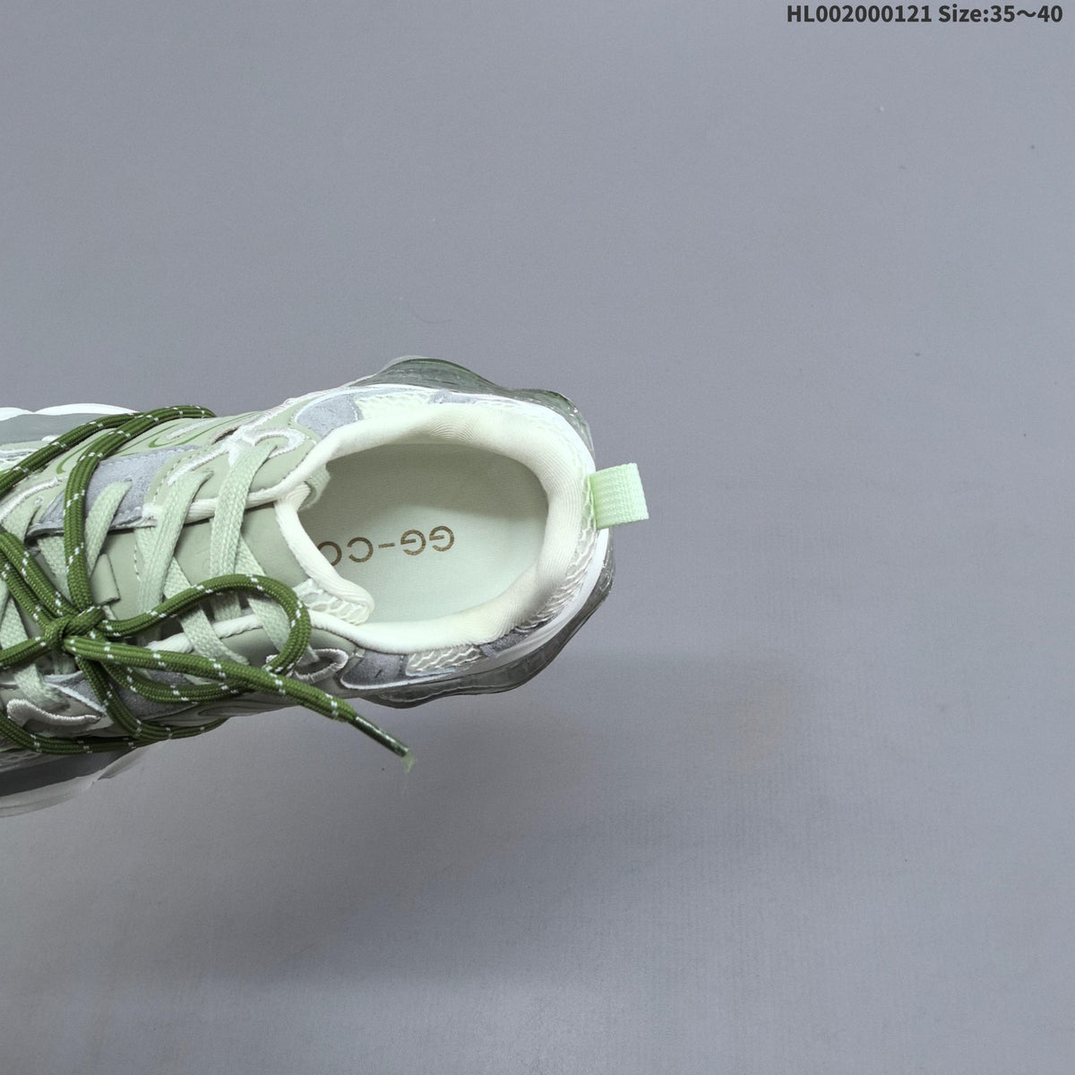 Green and White GGCC Low-Top Chunky Sneakers - product image from the listing.