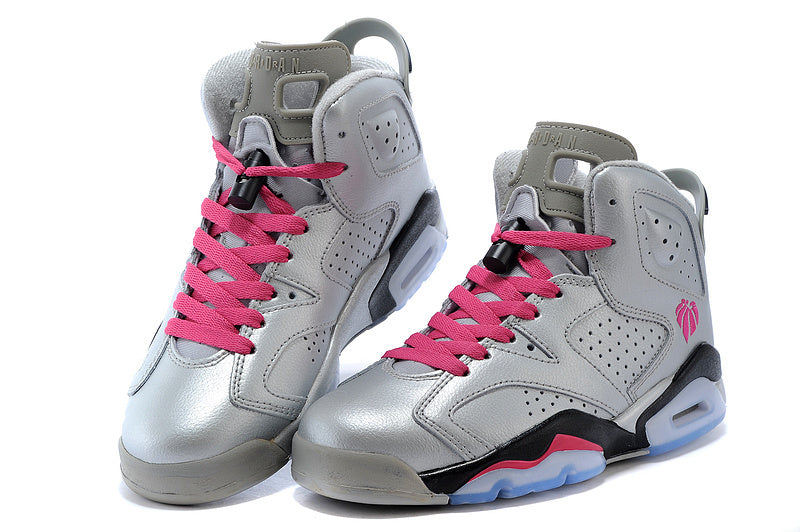 Air Jordan 6 High-Top Sneakers Pink Gray 543390-009 - product image from the listing.