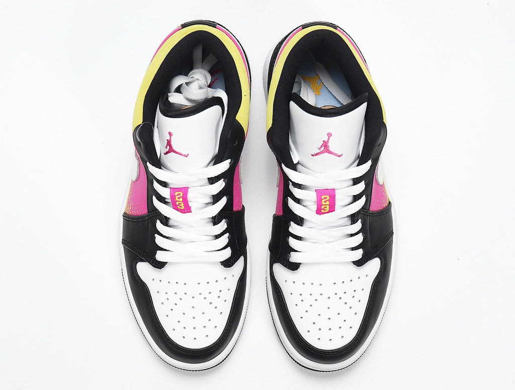 Jordan 1 Low Sneakers in Yellow Pink Black CW5564-001 - product image from the listing.